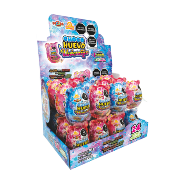 Display de Choco Huevo Unicornio con varios huevos