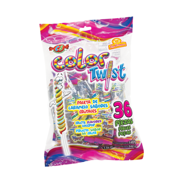 Display de Paletas Color Twist con 36 piezas, ideal para puntos de venta.