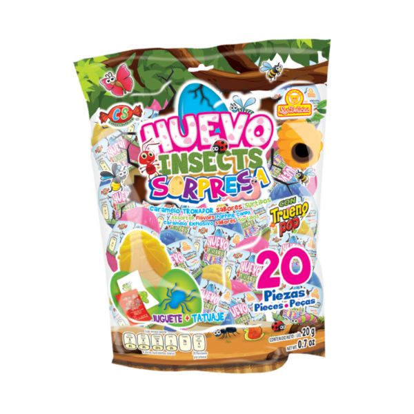 Bolsitas de Huevo Insects Sorpresa con caramelos y juguetes