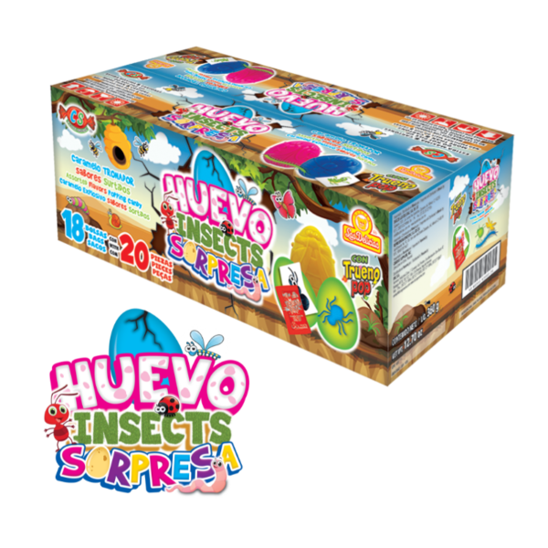 Caja de Huevo Insects Sorpresa con caramelos y juguetes