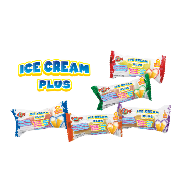 Barquillo individual de Ice Cream Plus con malvavisco y gomita de sabores frutales