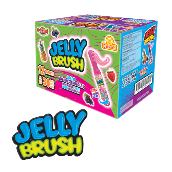 Caja de Jelly Brush con jalea de sabores frutales en cepillo giratorio