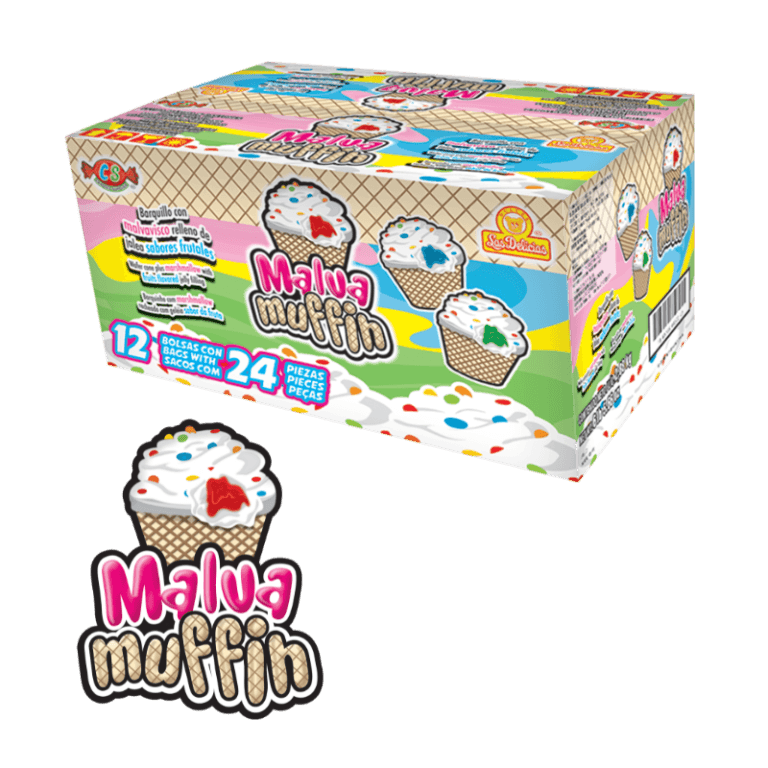 Caja de Malva Muffin con barquillos y malvavisco relleno de jalea frutal
