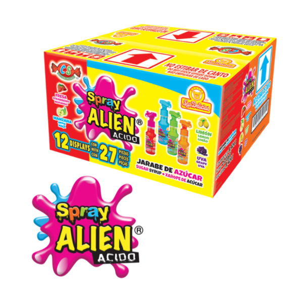 Caja de Spray Alien Acido con varios sabores