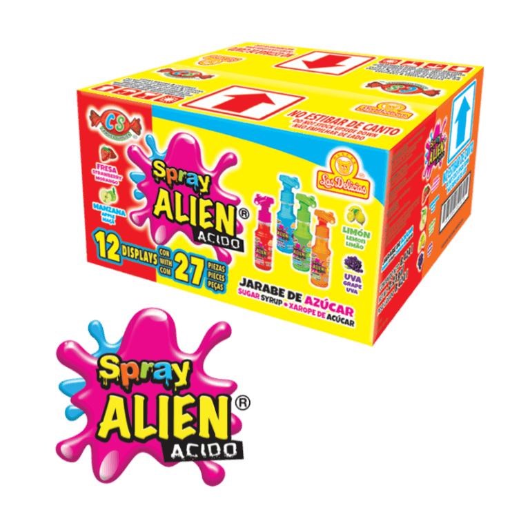 Caja de Spray Alien Acido con varios sabores
