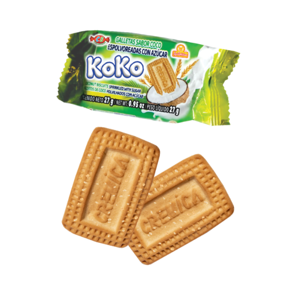 Paquete individual de galletas Koko - Snack crujiente con coco