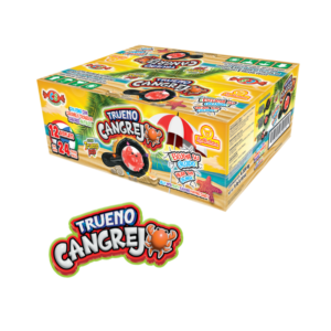 Caja de Trueno Cangrejo, caramelo efervescente de sabores frutales con 24 unidades