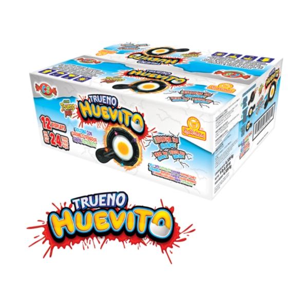 Caja de Trueno Huevito con 24 caramelos efervescentes sabor tutifruti