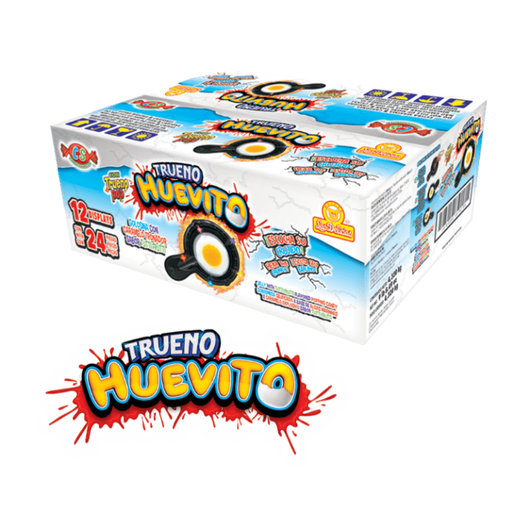 Caja de Trueno Huevito con 24 caramelos efervescentes sabor tutifruti