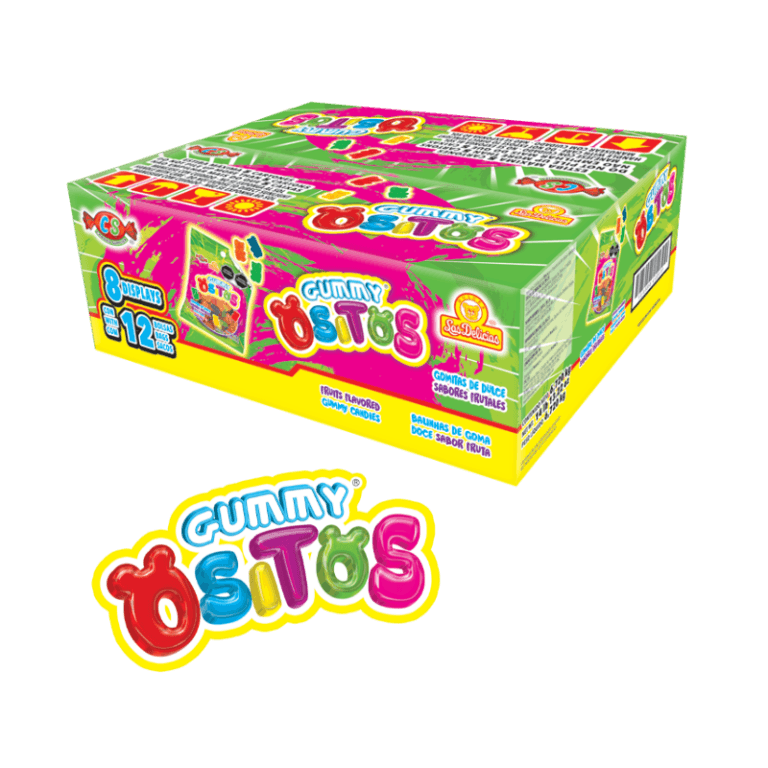 Caja mayorista de Gummy Ositos 70g con diseño colorido y llamativo, ideal para distribución y venta.