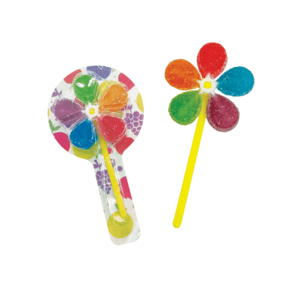 Paleta de gomitas frutales Gummy Rehilete en forma de rehilete.