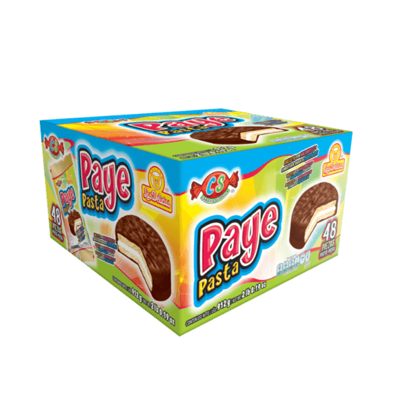 Display de Paye Pasta con 48 piezas individuales de galletas con chocolate.