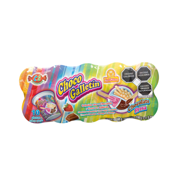 Display de Choco Galletín Chocolate Fresa con 10 piezas individuales.