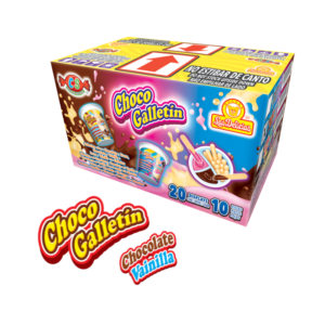 Caja de Choco Galletín sabor Chocolate-Vainilla de 20 displays
