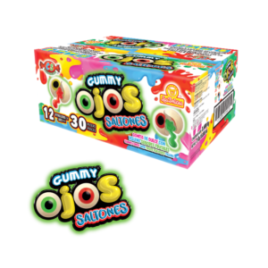 Caja de Gummy Ojos Saltones con 12 tarros