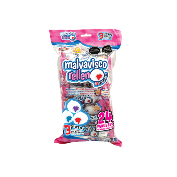 Bolsa display con 24 paquetes de Malvavisco Relleno 3 Pack