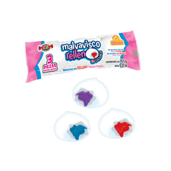 Paquete individual de Malvavisco Relleno 3 Pack con tres piezas de malvavisco