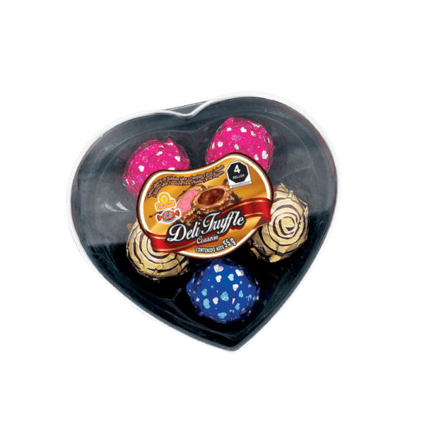 Estuche de Deli Truffle Corazón con 6 trufas