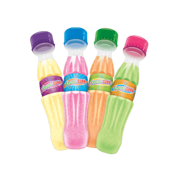 Botellitas individuales de Frutal Soda con polvo acidulado