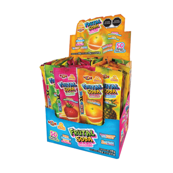 Display abierto con sobrecitos Frutal Soda Sobrecito