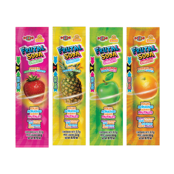 Sobrecitos individuales de Frutal Soda Sobrecito en cuatro sabores