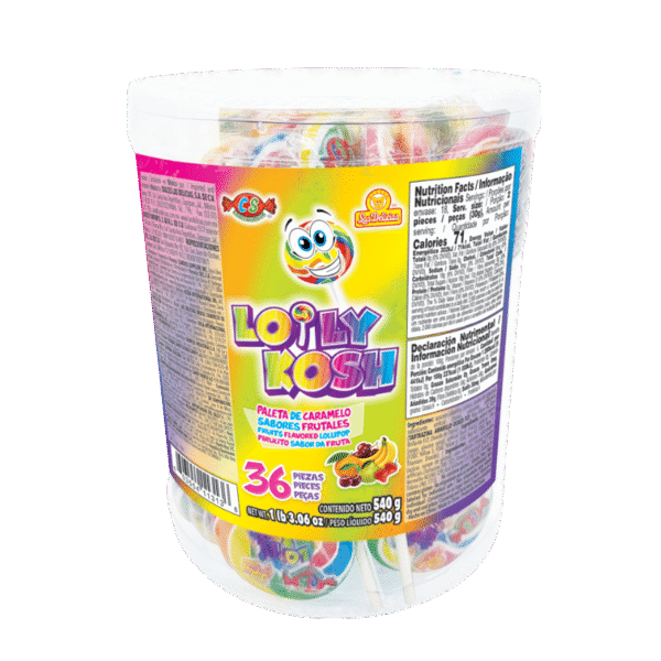 Vitrolero de paletas Lolly Kosh con presentación de 36 piezas
