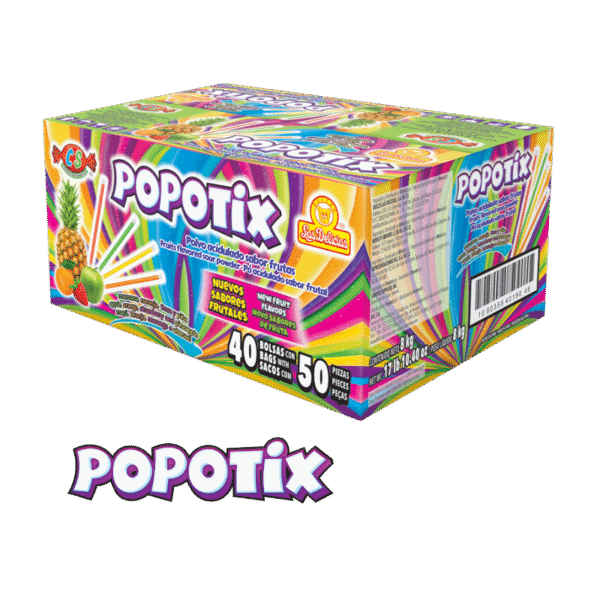 Caja Popotix polvo acidulado sabor frutas