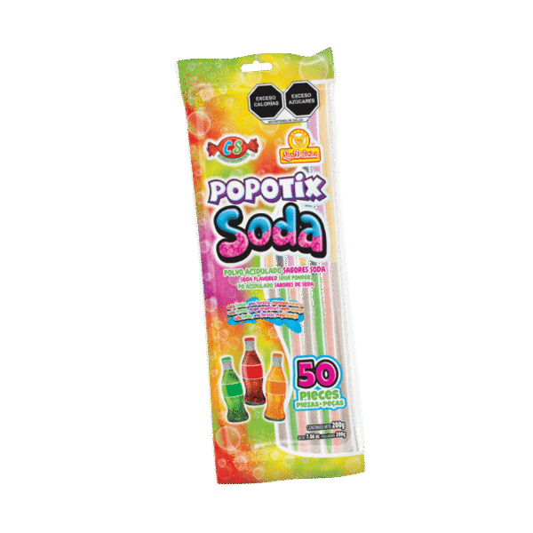 Bolsa Popotix Soda con 50 pajillas sabor soda