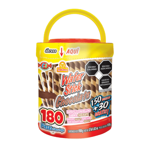 Envase tipo vitrolero de Wafer Stick Chocolate 930g