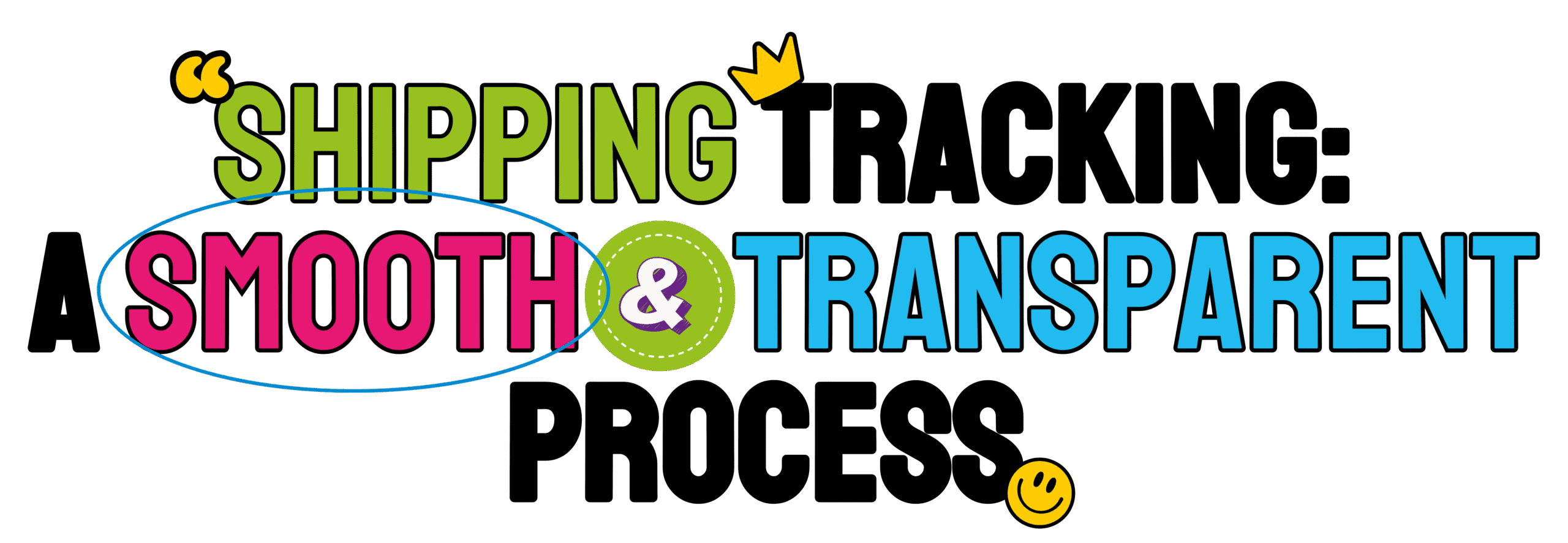 Título decorativo con las palabras “SEGUÍ TU ENVÍO: UN VIAJE LLENO DE DULZURA & CONFIANZA” en tipografía llamativa, con palabras destacadas en rosa, verde y lila.