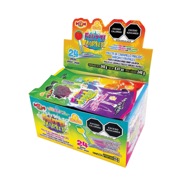 Display Frutty Marker con 24 paletas surtidas
