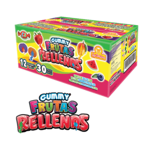Caja con 12 frascos de Gummy Frutas Rellenas