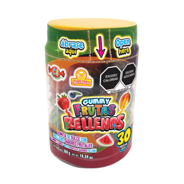 Frasco individual Gummy Frutas Rellenas 300 g
