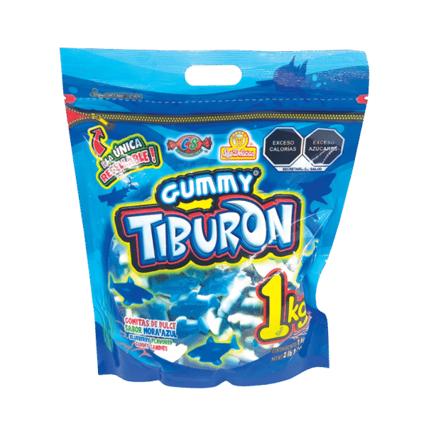 Bolsa de 1 kg de Gummy Tiburón con cierre resellable