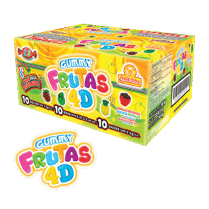 Caja mayorista de Gummy Frutas 4D con 10 bolsas de 1 kg