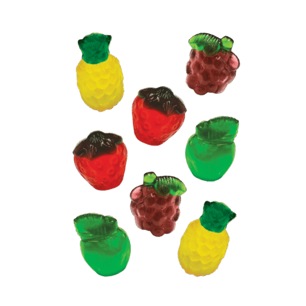 Gomitas Gummy Frutas 4D con formas de frutas tridimensionales
