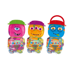Vitroleros de Mini Gelatina Monstrix con 100 piezas y diseños de monstruos