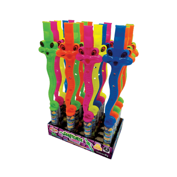 Display de Serpiente Candy con 20 piezas de caramelos frutales y juguete serpiente