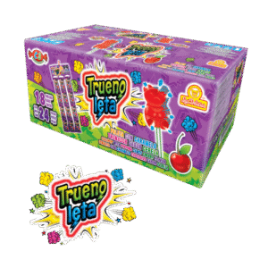 Caja de Truenoleta Tira con 18 tiras de paletas de caramelo tronador