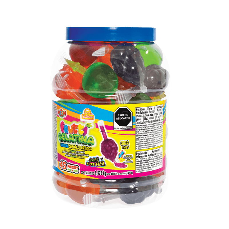 Vitrolero Frutti Gelatina con 45 gelatinas en sabores surtidos