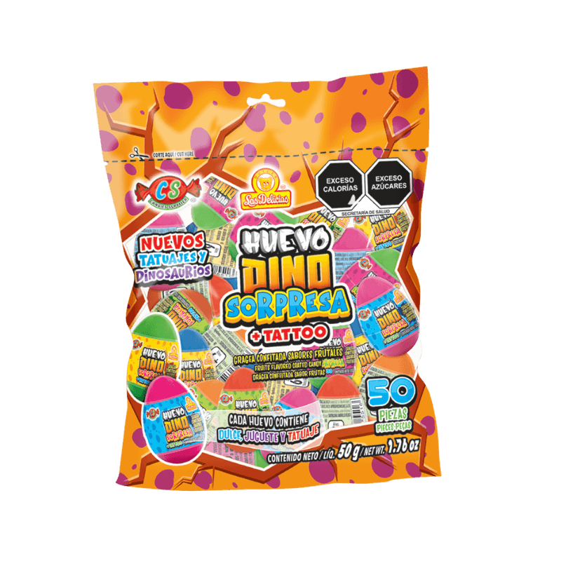 Bolsa de 50 unidades Huevo Dino Sorpresa + Tattoo