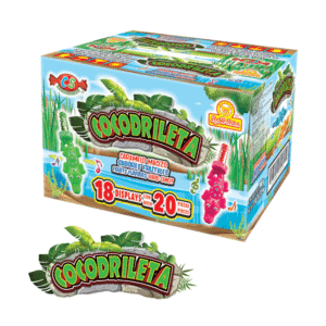 Cocodrileta – caja master con diseño tropical y 18 displays