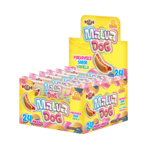 Malva Dog de Candies Supplier. Malvavisco con forma de hot dog y sabor vainilla en presentación de 24 piezas. Ideal para tu catálogo y para puntos de venta. Conoce todos los detalles.