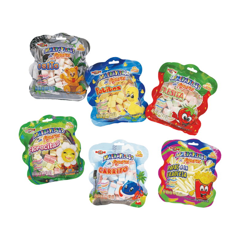 Display Malvaviscos de Figuras 50g Las Delicias