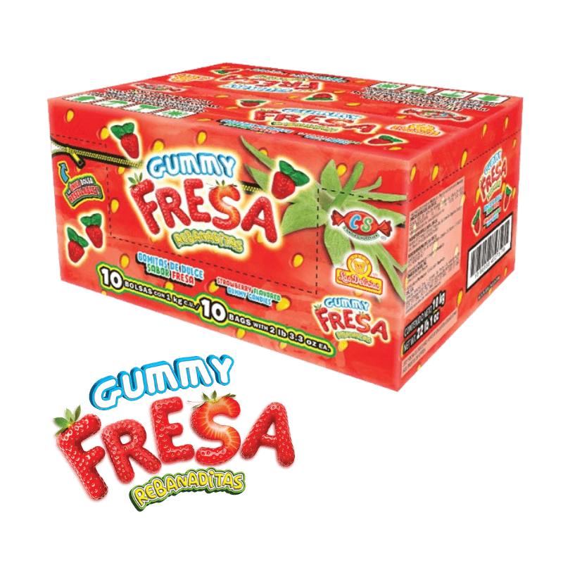 Caja Gummy Fresa Rebanaditas gomitas sabor fresa Candies Supplier
