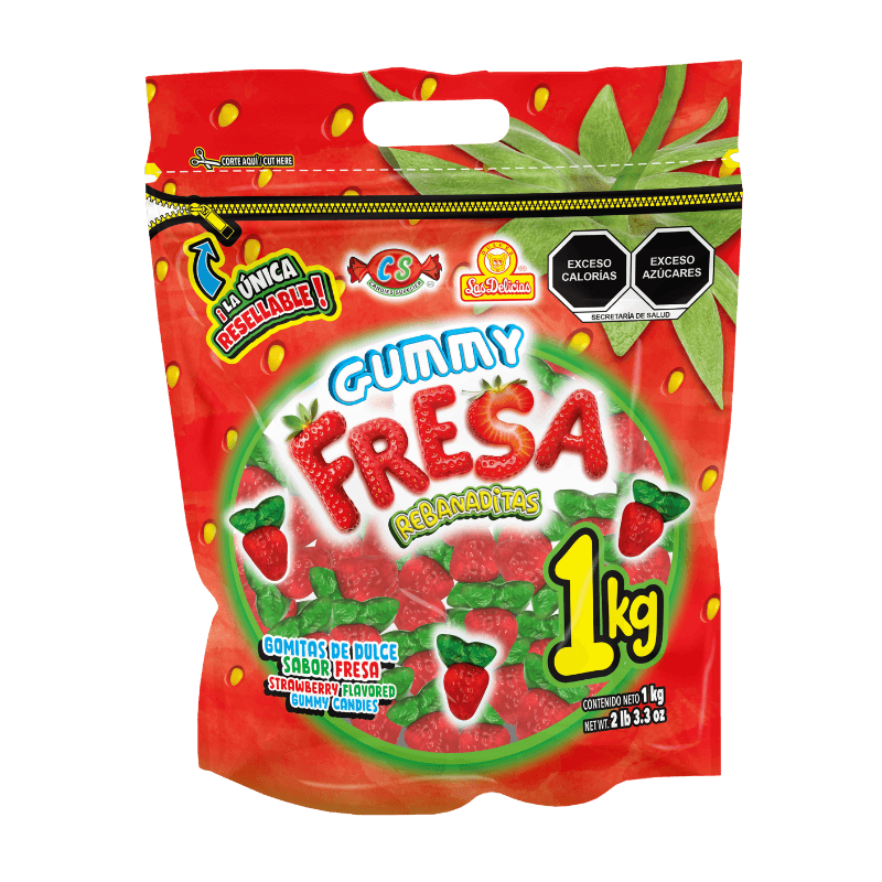 Bolsa Gummy Fresa Rebanaditas 1 kg gomitas sabor fresa