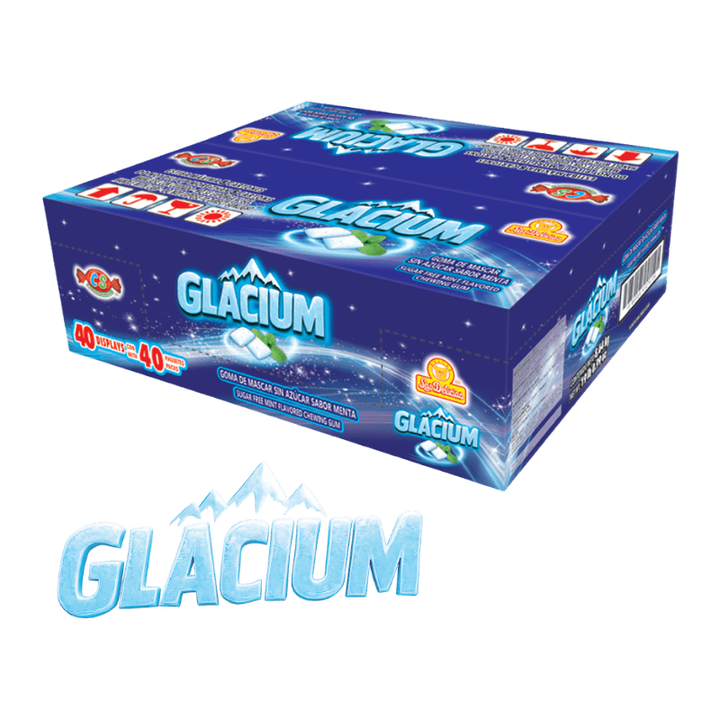 Caja de Glacium Menta con 40 displays de goma de mascar sin azúcar