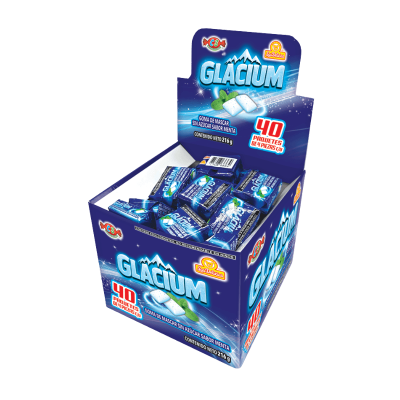 Display de Glacium Menta con 40 paquetes de 9 piezas
