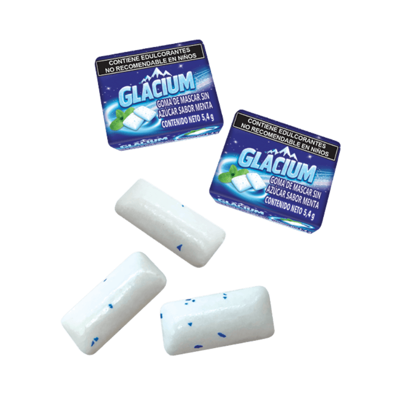 Paquete individual de Glacium Menta con 9 piezas de chicle sin azúcar