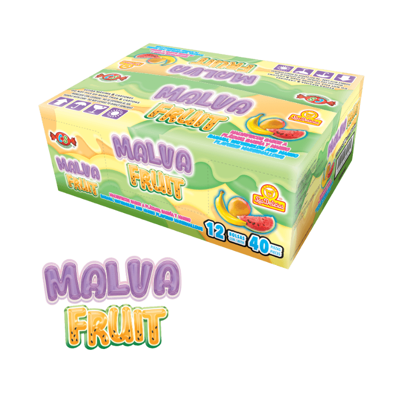 Caja de Malva Fruit con 12 bolsas de 40 malvaviscos
